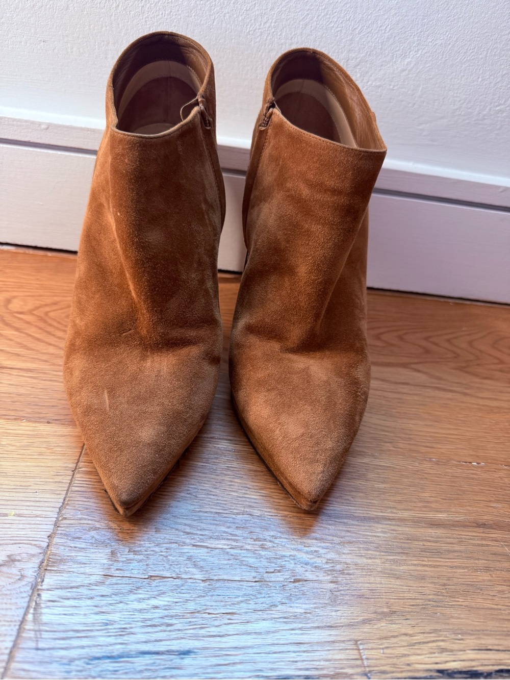 Jimmy Choo Chestnut Suede Pointed-Toe Ankle Boots